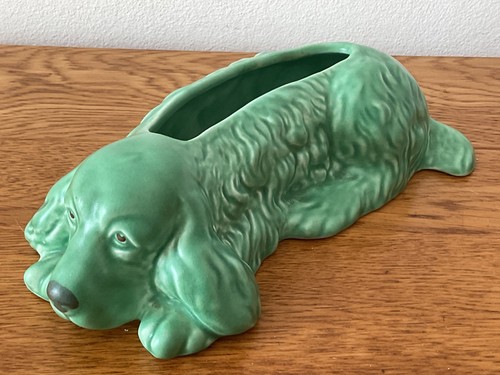 Sylvac green spaniel - spaniel, vase