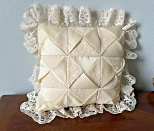 Vintage Antique Boudoir Pillow silk satin lace Crochet Grannycore gorgeous piece