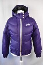 SWIX Womens Jacket Down Feather Padded Windproof Hooded Purple Coat size M