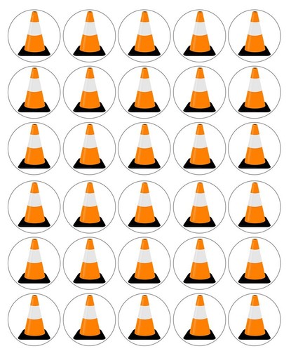 Traffic cones cupcake - traffic, toppers