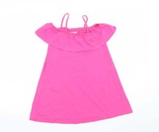 Matalan Girls Pink Cotton Blend T-Shirt Dress Size 7 Years