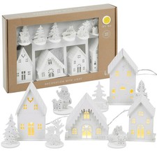 10 Pcs LED Light Up Christmas Xmas Village Winter Scene Decoration Ornament Gift