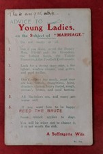 UK 1913 SUFFRAGETTE WIFE Young Ladies Advice MARRIAGE Anti Men COMIC Don't Marry