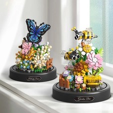 Flowers Plant Bee Butterfly Interlocking Building Blocks Construction Kit