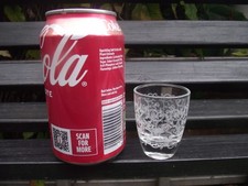 1 Single Vtg Retro French Clear Glass with White Scroll Design Shot Tot Glass