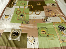 Designer Inspired Ladies Scarf FAUX SILK Beautiful FRAMES KEYS SHOES 35" x 35"