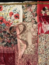 Slow Stitch Vintage Floral Kit (15)Embroidery Lace Scraps 8 Fabrics Buttons Lace