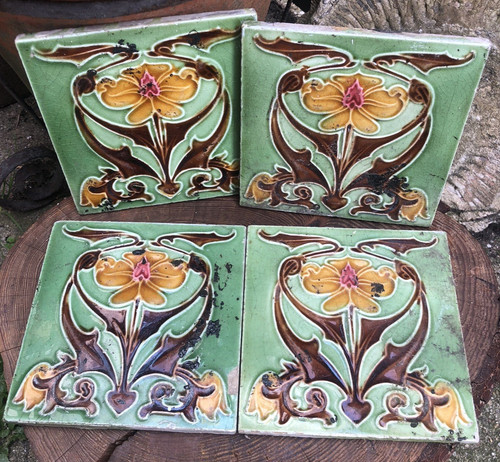 Pottery tiles edwardian art - pottery,
