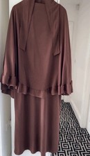 2 Piece Brown Crepe Abaya And Khimar Set For 5’2-5’6