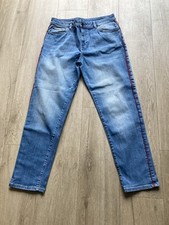 Ladies TU Of Sainsbury’s Light Denim Girlfriend Style Jeans With Red Piping UK12