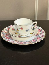  Staffordshire England fine bone china set teacup saucer dessert plate floral