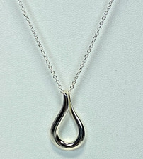 Kit Heath Sterling Silver 925 Signed Open Teardrop Pendant Necklace, 18" NOS
