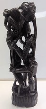 Carved hardwood African Tree of Life figure group. 8 figures 27cm Tall CG E36