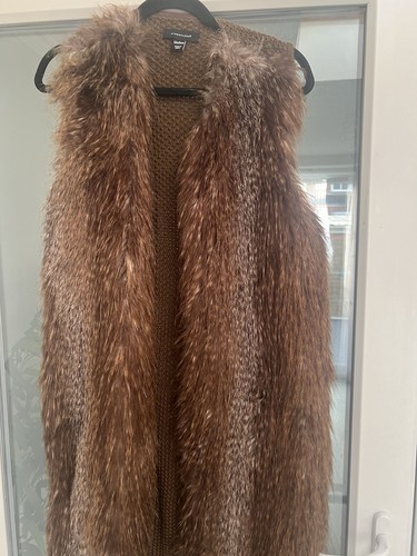 Brown faux fur gilet - faux,