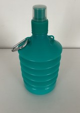BPA Free Foldable Collapsible  Water Bottle 700 Ml Green With Carabiner Clip