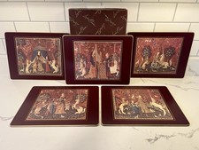 Vintage Lady Clare Medieval Tapestry Lady Unicorn Placemats Set Of 5 England EUC