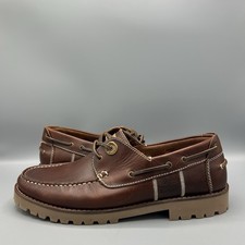 Barbour Stern Mahogany Brown 2 Eye Lace Up Boat Shoes UK 12 EU 46 US 13