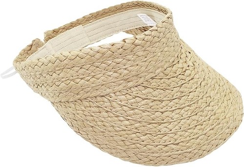 Women straw visor hat - straw, beach
