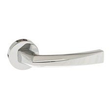 Forme Crystal Lever Door Handle On Minimal Round Rose - Polished Chrome