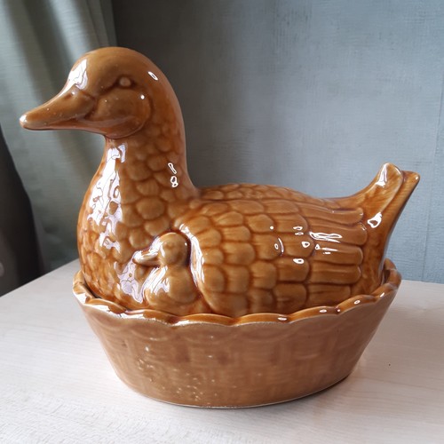 Vintage brown glazed ceramic - brown,
