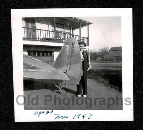 Woman airplane parked farm - airplane,