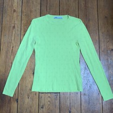 Zara Lime Green Jumper Sweater Sz M Heart Texture