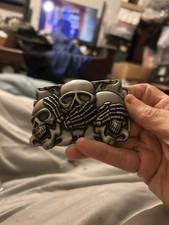 Biker Metal Three Skulls Belt Buckle