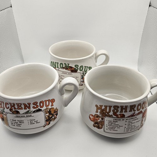 Vintage recipe soup mugs - 3,