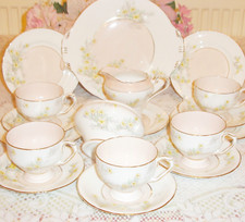 AYNSLEY Tea Set Service Bone China ? Pink & Primrose 1930/40s Vintage RARE SET