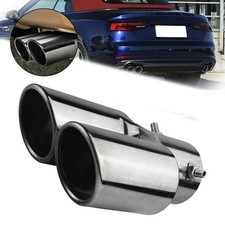 Universal Twin Exhaust Double Tip Trim Pipe Tail Muffler Stainless Steel Chrome