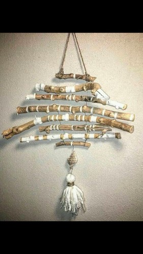 Driftwood garland art with - driftwood,