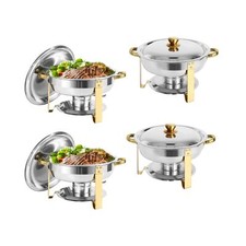 IMACONE Chafing Dish Buffet Set of 4, 5QT Round Stainless Steel Chafer for Ca...