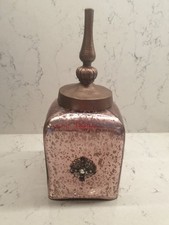 Straits bronze copper coloured decorative glass jar with metal lid