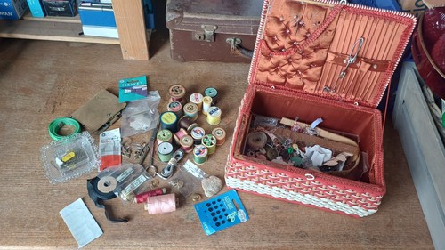 Vintage sewing box with - vintage,