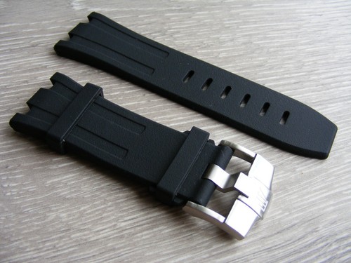 28mm black rubber watch strap - black,
