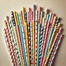 Paper Drinking Straws Striped