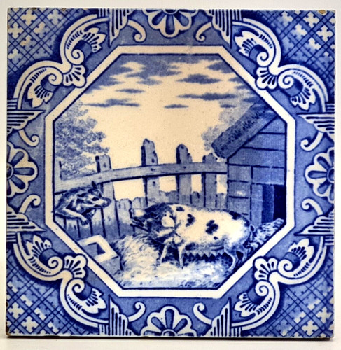 Victorian tile dog saw dutch - victorian,