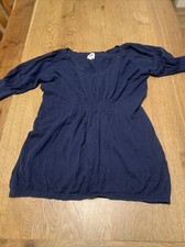 Womens Blue NOA NOA  Knit Cotton Silk Mix gathered  Tunic Top UK XS