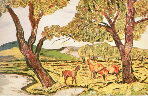 Horse landscape oil - horse,