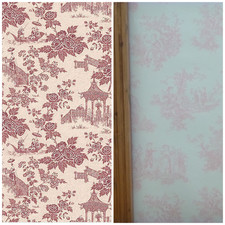 Red Pink Toile De Jouy Wallpaper - Shabby Chic Wallcoverings - Cottage - Cherub 