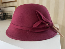 Women Bowler Hat Burgundy Colour Brand New