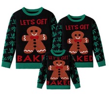 Womens Gingerbread Man Let’s Get Baked ugly christmas jumper /sweater All Sizes