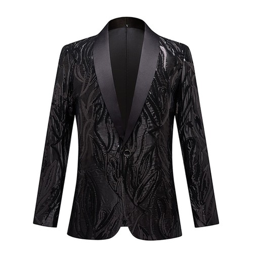 Men black sequin suit jacket - men,