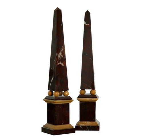 Pair marble obelisk table - pair,