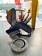 Stove Fan 3 Blade 12.5 cm high wood burner small space short & temperature gauge