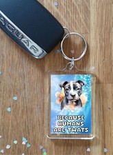Staffie Keyring Gift Because