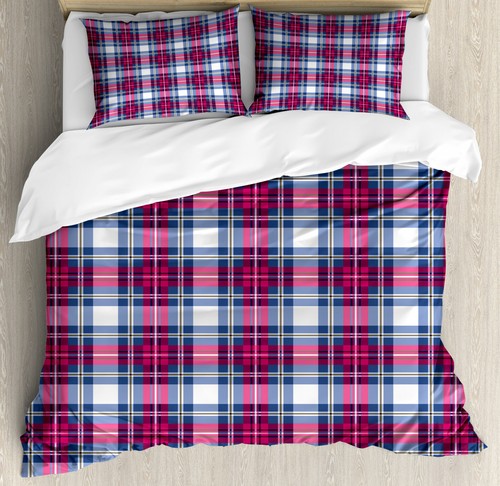 Plaid duvet cover - cover, pink