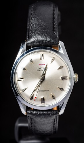Waltham silver dial faceted - waltham,