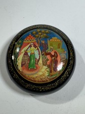 Vintage Russian Lacquer Box – Hand Painted Folk Tale Scene, USSR Signed BD. 502