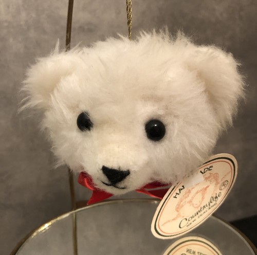 Handmade white bear ornament - white,